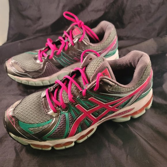 Asics Womens Gel Nimbus 15 T3B5N Gray Green Pink Running Shoes Sneakers Size 11 - Picture 6 of 9